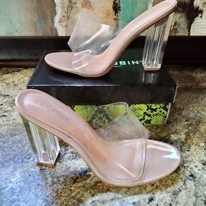 NEW Cape Robbin Clear Nude Open Toe Lucite High Heel Slip On Sandal Size 11